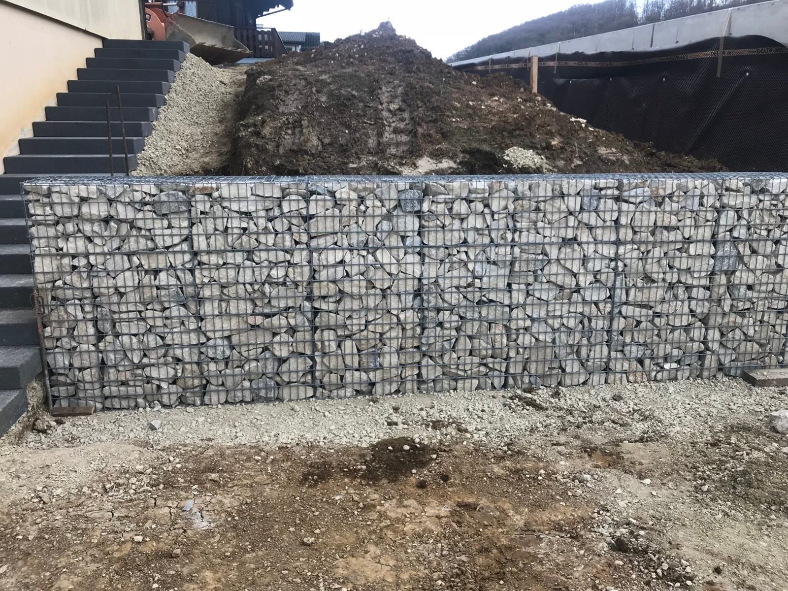 Mur de soutènement en gabions remplis de pierre